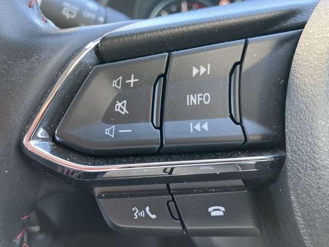 ハンドル操作部　オーディオコントロールスイッチで手元でボリューム調整などが操作できます