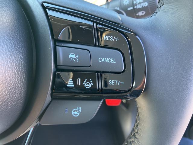 高速道路で便利なクルーズコントロール機能が付いていますよ。速度を設定するとアクセルを踏まなくても一定の速度で走ることができるので足を休ませる事ができますね。