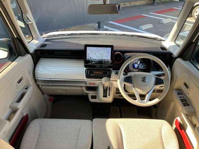 スペーシア ６６０　　ナビ　全周囲カメラ　衝突被害軽減ブレーキ　デュアルセンサーブレーキＳ　両側パワードア　車線逸脱　ｉ－ｓｔｏｐ　フリーキー　ナビＴＶ　サイドエアバック　ダブルエアバック　メモリーナビ　ＡＡＣ　バックモニター　整備記録簿　運転席エアバッグ　ＡＢＳ（4枚目）