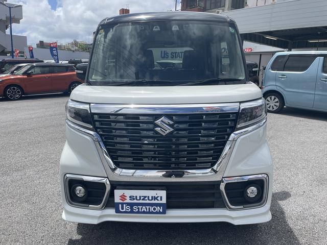 この迫力が日常を特別にします♪スペーシアカスタムＨＹＢＲＩＤ　ＸＳが入庫致しました！色は高級感と清潔感を両立した上品カラー（＾＾）／