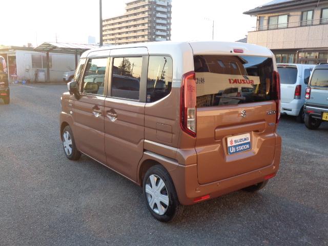 スペーシア HYBRID X ナビ 全方位カメラ スズキコネクト 全方位カメラ オートライト Bluetooth 露湯側電動スライドドア 純正ナビ プッシュスタート シートヒーター オートエアコン スズキセーフティーサポート 衝突被害軽減システム 横滑り防止機能(7枚目)