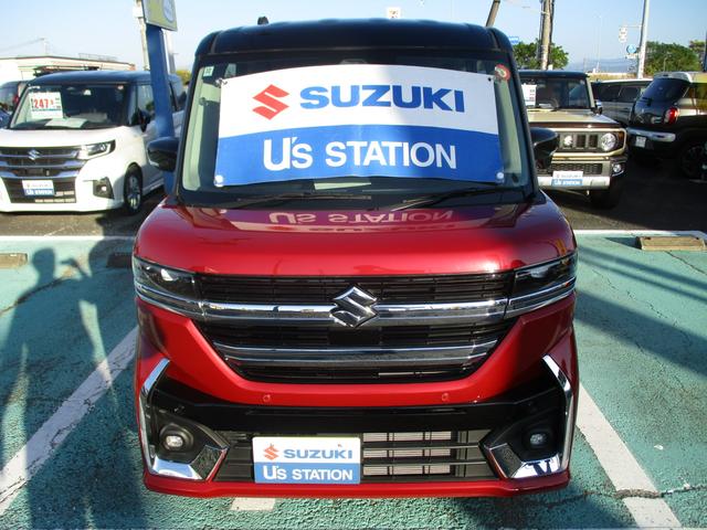 スペーシアカスタム カスタム HYBRID XS衝突軽減ブレーキ シートヒーター オートライト スライドドア プッシュスタート シートヒーター オートエアコン スズキセーフティーサポート アイドリングストップ 横滑り防止機能 衝突安全ボディ 盗難防止システム(2枚目)