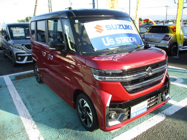 スペーシアカスタム カスタム HYBRID XS衝突軽減ブレーキ シートヒーター オートライト スライドドア プッシュスタート シートヒーター オートエアコン スズキセーフティーサポート アイドリングストップ 横滑り防止機能 衝突安全ボディ 盗難防止システム(6枚目)