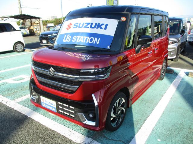 スペーシアカスタム カスタム HYBRID XS衝突軽減ブレーキ シートヒーター オートライト スライドドア プッシュスタート シートヒーター オートエアコン スズキセーフティーサポート アイドリングストップ 横滑り防止機能 衝突安全ボディ 盗難防止システム(7枚目)