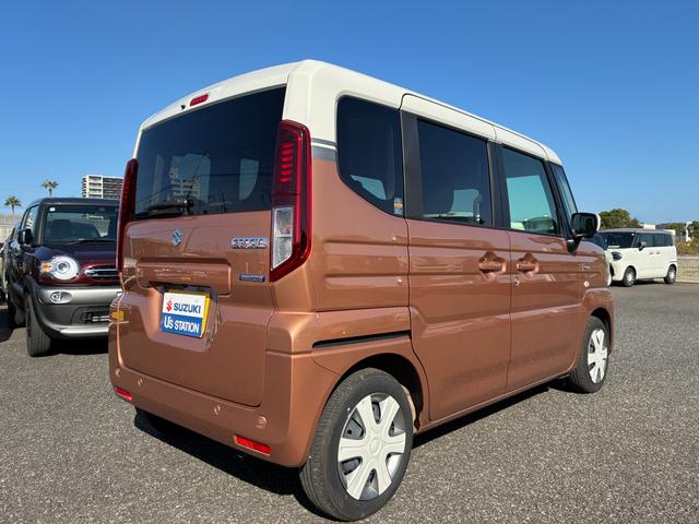スペーシア HYBRID X ナビ 全方位カメラ 両側電動スライドドア バックカメラ オートライト Bluetooth 純正ナビ プッシュスタート シートヒーター オートエアコン スズキセーフティーサポート アイドリングストップ 横滑り防止機能 衝突安全ボディ(5枚目)