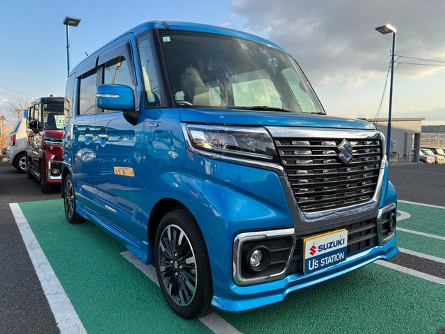 スペーシアカスタム カスタム　ＨＹＢＲＩＤ　ＸＳ　２型　ディスプレイオーディオ　オートライト　Ｂｌｕｅｔｏｏｔｈ　スライドドア　プッシュスタート　シートヒーター　オートエアコン　スズキセーフティーサポート　　アイドリングストップ　横滑り防止機能　衝突安全ボディ　ＥＴＣ（3枚目）