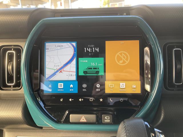 ハスラー ＨＹＢＲＩＤ　Ｘターボ　全方位モニターナビ　ドラレコ　ＥＴＣ　ドライブレコーダー　オートライト　Ｂｌｕｅｔｏｏｔｈ　純正ナビ　プッシュスタート　シートヒーター　オートエアコン　ＥＴＣ　スズキセーフティーサポート　衝突被害軽減システム　アイドリングストップ（4枚目）