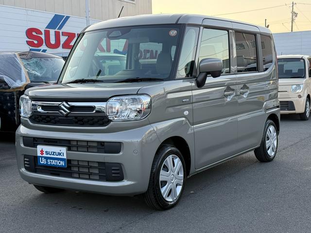 スペーシア ＨＹＢＲＩＤ　Ｘ　オーディオレス　衝突軽減ブレーキ　プッシュスタート　スライドドア　オートライト　シートヒーター　オートエアコン　衝突被害軽減システム　衝突安全ボディ　衝突安全ボディ　盗難防止システム（2枚目）