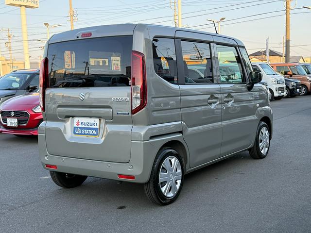 スペーシア ＨＹＢＲＩＤ　Ｘ　オーディオレス　衝突軽減ブレーキ　プッシュスタート　スライドドア　オートライト　シートヒーター　オートエアコン　衝突被害軽減システム　衝突安全ボディ　衝突安全ボディ　盗難防止システム（5枚目）