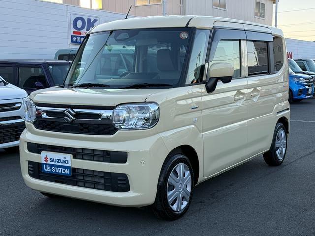 スペーシア ＨＹＢＲＩＤ　Ｘ　衝突軽減ブレーキ　全方位カメラ付き純正ナビ　純正ナビ　オートライト　バックカメラ　Ｂｌｕｅｔｏｏｔｈ　プッシュスタート　シートヒーター　オートエアコン　スズキセーフティーサポート　衝突被害軽減システム　アイドリングストップ　衝突安全ボディ（2枚目）