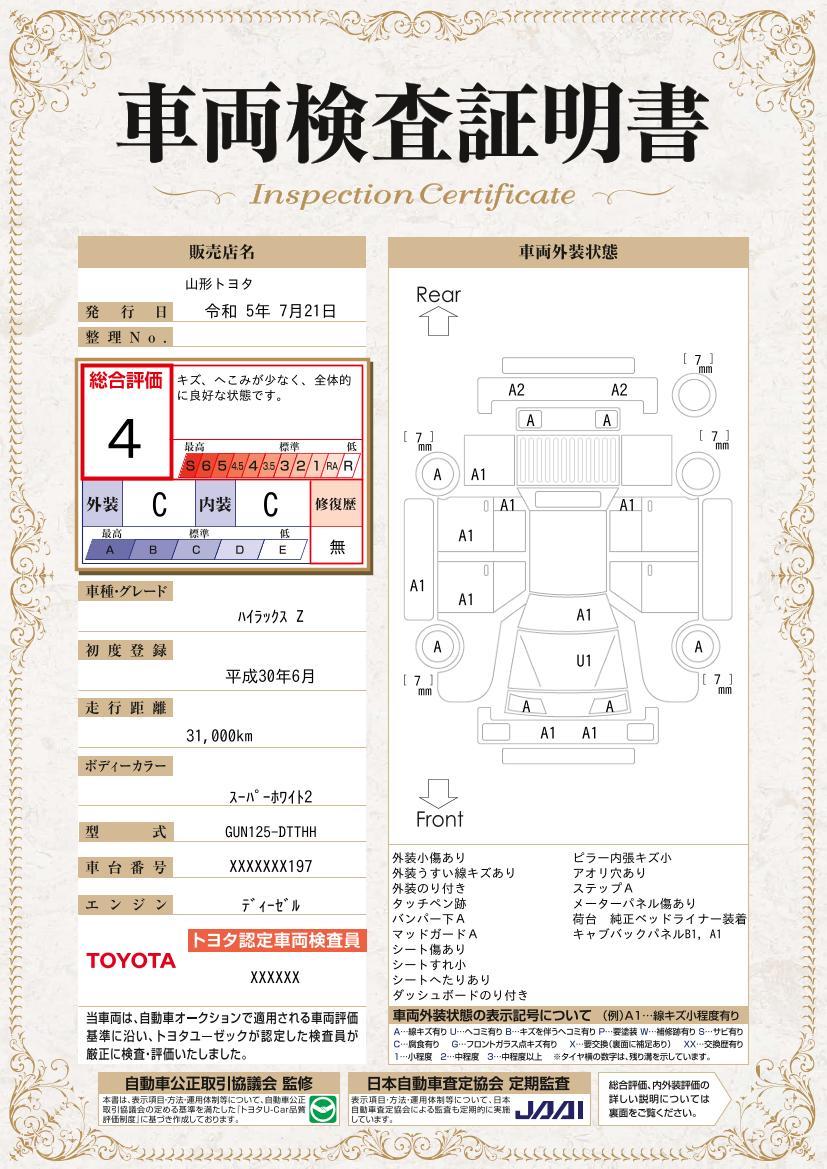 車両状態評価書