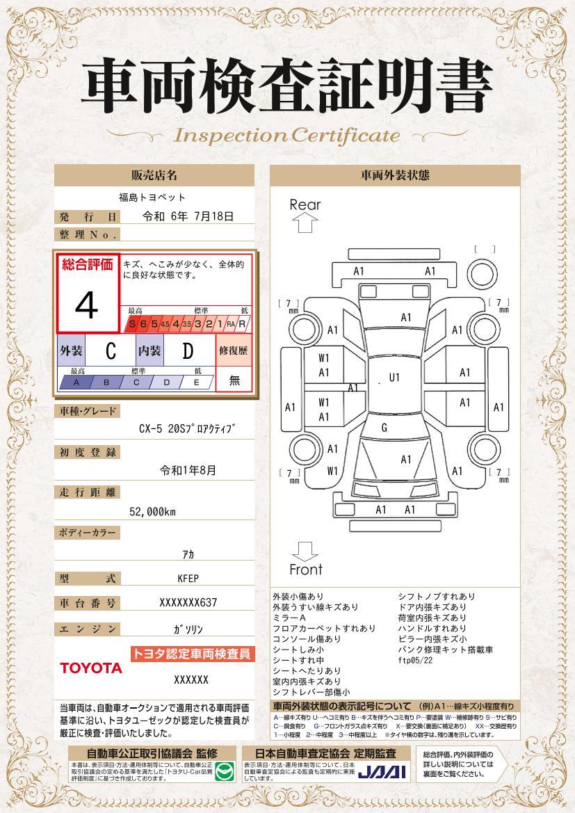 車両状態評価書