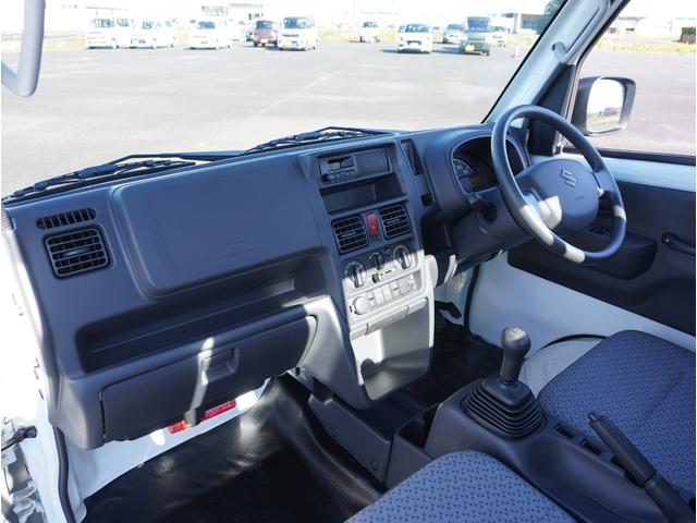 キャリイトラック KCエアコン・パワステ 4WD 5速MT 3方開 キーレス 4WD 5速MT リアパーキングセンサー キーレスエントリー 3方開 AMFMラジオ オートライト スペアタイヤ 衝突被害軽減システム アイドリングストップ 横滑り防止機能 衝突安全ボディ(2枚目)