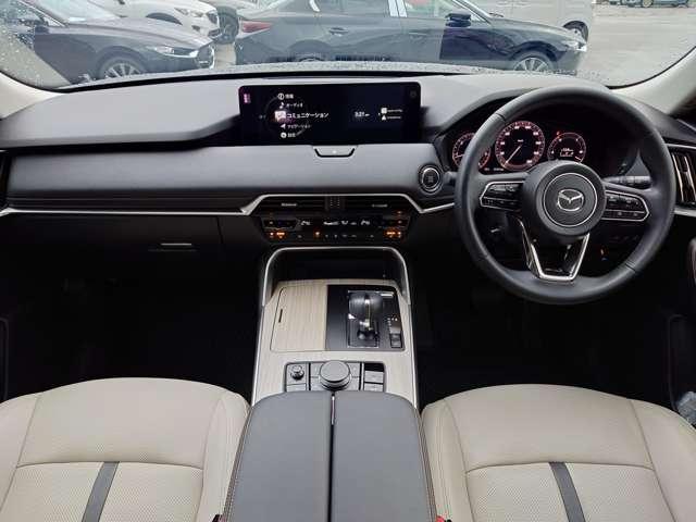 CX-60 3.3 XD Lパッケージ ディーゼルターボ 4WD パワーリアゲート Bカメラ 黒革シート LED 1オーナー テレビ AW ETC 4WD オートハイビーム スマートキー シートヒーター アイドリングストップ ターボ ミュージックプレイヤー接続可(7枚目)