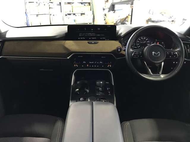 CX-60 2.5 25S Sパッケージ 4WD MTモード付 シートヒータ パワ-シ-ト フロントカメラ AW キーフリー アイドリングストップ 盗難防止装置 地デジ バックカメラ 4WD 横滑り防止装置 スマートキー サイドカメラ LEDヘッド(3枚目)