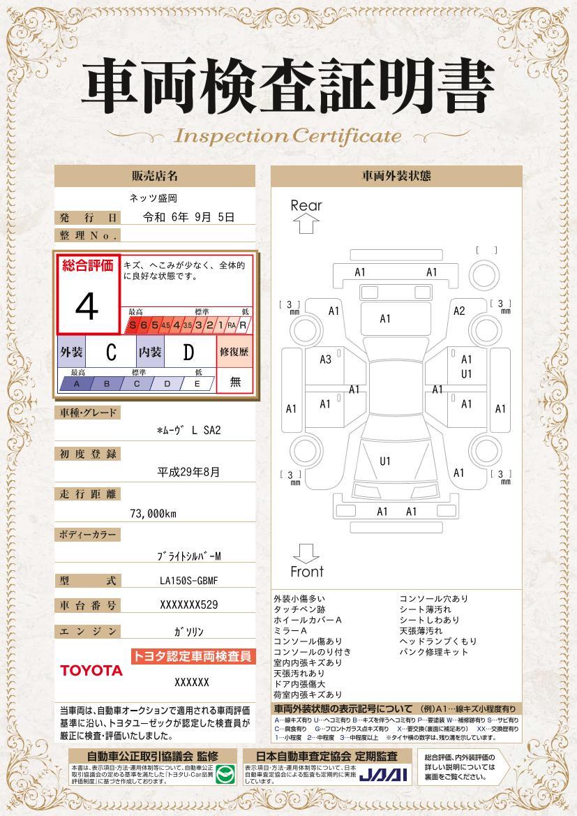 車両状態評価書