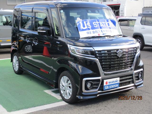 スペーシアカスタム カスタム　ＨＹＢＲＩＤ　ＧＳ　２型　車検受け渡し　前後軽減Ｂ　ＣＶＴ、ＣＤプレイヤーＡＭ／ＦＭラジオ、前後自動衝突軽減ブレーキ、アイドリングストップ、ハンドルオーディオスイッチ、アダクティブクルーズコントロール、運転席シートヒーター、リヤ左側電動スライドドア（6枚目）