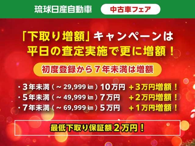 ■平日（月〜金曜日）の査定実施で「下取り増額」を更に増額！最低下取り２万円保証！期間は１２月１３日（土）から１２月２７日（土）まで！