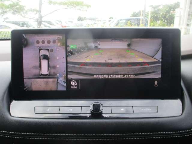 ■アラウンドビューモニター搭載。車体を４方向のカメラで「上から見下ろしたような映像」を映します。車庫入れが苦手な方も映像サポートでラクラク駐車できます。