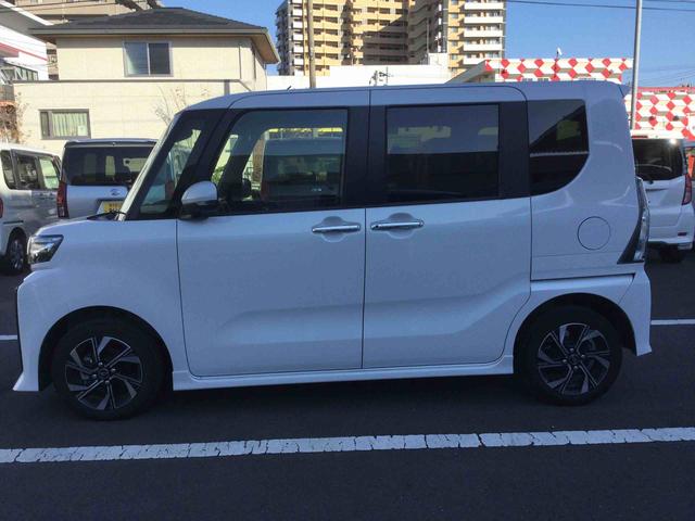 タント カスタムX インパネシフト プッシュスタートスイッチ 電子カードキー 電動パーキングブレーキ 両側パワースライドドア 衝突軽減ブレーキ 車線逸脱防止 アルミホイール ABS(5枚目)