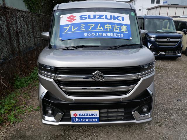 スペーシアカスタム カスタム HYBRID GS セーフティサポート 元試乗車 スズキセーフティーサポート スライドドア プッシュスタート シートヒーター オートエアコン 禁煙車 衝突被害軽減システム アイドリングストップ 横滑り防止機能 衝突安全ボディ 盗難防止システム(2枚目)