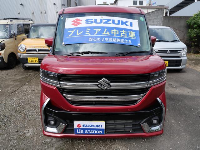 スペーシアカスタム カスタム HYBRID XSターボ 純正ナビ 全方位カメラ スズキセーフティーサポート バックカメラ Bluetooth スライドドア 禁煙車 純正ナビ プッシュスタート シートヒーター オートエアコン 衝突安全ボディ アイドリングストップ 横滑り防止機能(2枚目)