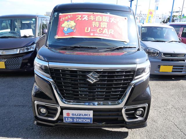 スペーシア カスタム HYBRID XSターボ 全方位カメラ ETC付 スズキセーフティーサポート ドライブレコーダー バックカメラ スライドドア プッシュスタート シートヒーター オートエアコン ETC 衝突安全ボディ 盗難防止システム(2枚目)