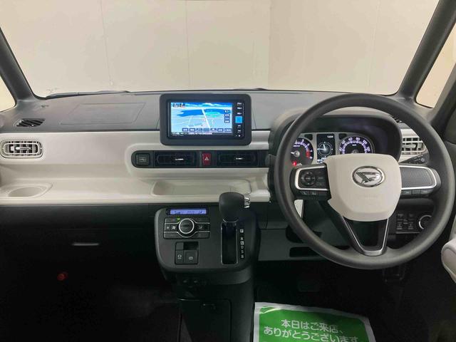 ムーヴキャンバス ストライプスＧ／ナビ／バックモニター／ドライブレコーダー　両側パワースライドドア　スライドドアイージークローザー　ナビ　バックモニター　ドライブレコーダー　オートエアコン　前席シートヒーター　インパネシフト　キーフリー　電動パーキングブレーキ　２トーン（4枚目）