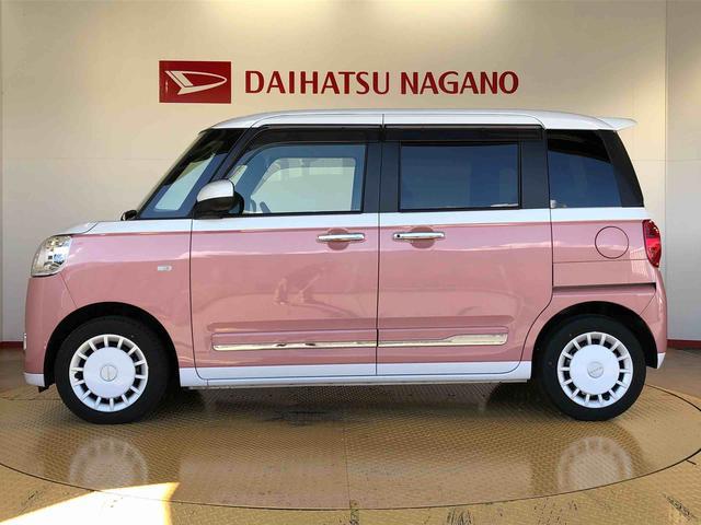 ムーヴキャンバス ストライプスＧ　２ＷＤ　両側電動スライドドア　オートライト　衝突被害軽減システム　横滑り防止機能　プッシュスタート　スマートキー　オートエアコン　電動格納ドアミラー　アイドリングストップ　ＡＢＳ（7枚目）