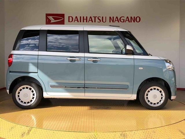 ムーヴキャンバス ストライプスＧ　４ＷＤ　両側電動スライドドア　オートライト　衝突被害軽減システム　横滑り防止機能　シートヒーター　プッシュスタート　スマートキー　オートエアコン　電動格納ドアミラー　アイドリングストップ　ＡＢＳ（6枚目）