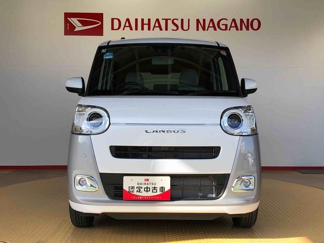 ムーヴキャンバス ストライプスＧ　４ＷＤ　両側電動スライドドア　オートライト　衝突被害軽減システム　横滑り防止機能　プッシュスタート　スマートキー　オートエアコン　パワーウインドウ　電動格納ドアミラー　アイドリングストップ　　新品ナビ（4枚目）