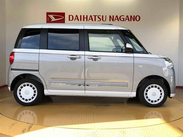 ムーヴキャンバス ストライプスＧ　４ＷＤ　両側電動スライドドア　オートライト　衝突被害軽減システム　横滑り防止機能　プッシュスタート　スマートキー　オートエアコン　パワーウインドウ　電動格納ドアミラー　アイドリングストップ　　新品ナビ（6枚目）