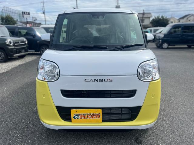 ムーヴキャンバス ストライプスX 衝突被害軽減ブレーキ 横滑り防止機能 禁煙車 コーナーセンサー エアコン 衝突安全ボディ オートハイビーム オートライト ベンチシート パワーウインドウ 盗難防止システム パワーステアリング ABS(6枚目)