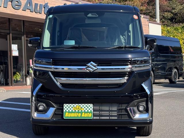 スペーシアカスタム ハイブリッドXS 届出済未使用車 衝突軽減ブレーキ 両側パワースライドドア LEDライト ハーフレザーシート シートヒーター オットマン ヘッドアップディスプレイ アダプティブクルーズコントロール(2枚目)