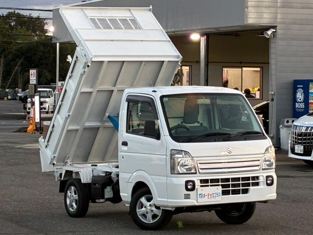 キャリイトラック 頑丈ダンプ 4WD 土砂禁ダンプ パネル型鳥居 下開リアゲート 荷台内寸:長さ190cm幅138cm アオリ高さ31cm マレル式 三方開 フォグランプ 社外12インチAW オートマ パワステ エアコン ABS(7枚目)