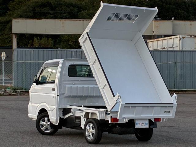 キャリイトラック 頑丈ダンプ 4WD 土砂禁ダンプ パネル型鳥居 下開リアゲート 荷台内寸:長さ190cm幅138cm アオリ高さ31cm マレル式 三方開 フォグランプ 社外12インチAW オートマ パワステ エアコン ABS(8枚目)