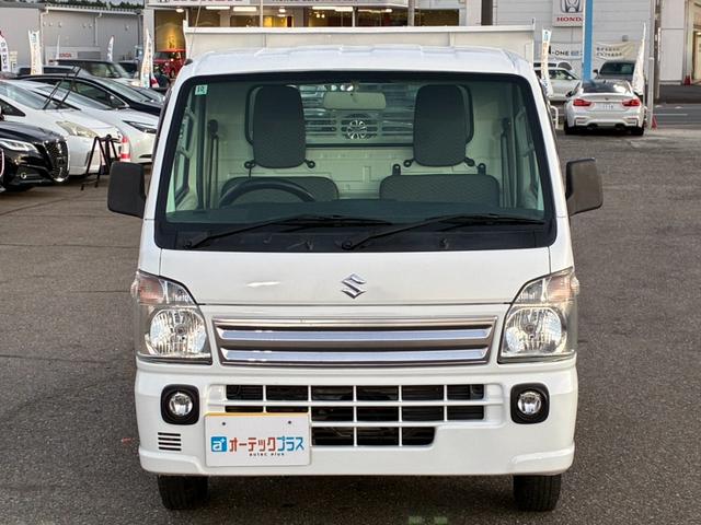 キャリイトラック 頑丈ダンプ 4WD 土砂禁ダンプ パネル型鳥居 下開リアゲート 荷台内寸:長さ190cm幅138cm アオリ高さ31cm マレル式 三方開 フォグランプ 社外12インチAW オートマ パワステ エアコン ABS(9枚目)