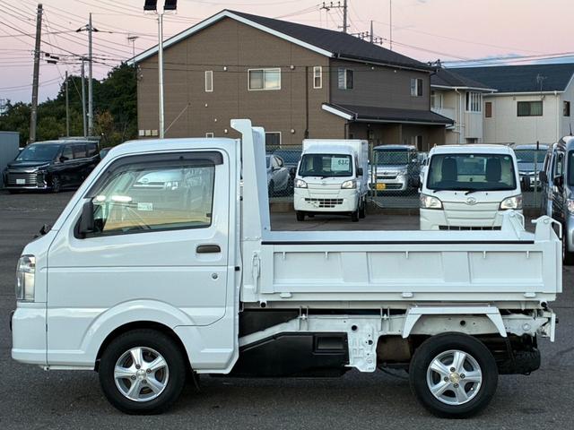 キャリイトラック 頑丈ダンプ 4WD 土砂禁ダンプ パネル型鳥居 下開リアゲート 荷台内寸:長さ190cm幅138cm アオリ高さ31cm マレル式 三方開 フォグランプ 社外12インチAW オートマ パワステ エアコン ABS(12枚目)