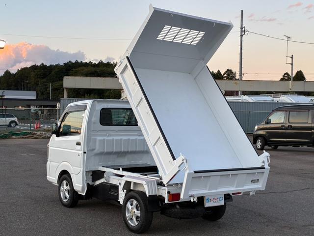 キャリイトラック 頑丈ダンプ 4WD 土砂禁ダンプ パネル型鳥居 下開リアゲート 荷台内寸:長さ190cm幅138cm アオリ高さ31cm マレル式 三方開 フォグランプ 社外12インチAW オートマ パワステ エアコン ABS(27枚目)