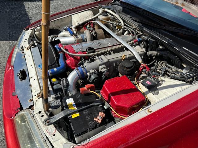 マークII ツアラーＶ　５速ＭＴ載せ替え公認済み　トラストＴ６７ー２５Ｇタービン　ＨＫＳ金Ｖプロ　ミニッツエキマニ　ワンダーフルエアロ　機械式ＬＳＤ　フルタップ車高調　伊藤オートＶ１ナックル　ＢＮスポーツボンネット（29枚目）
