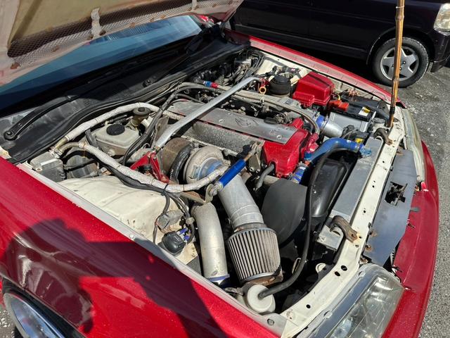 マークII ツアラーＶ　５速ＭＴ載せ替え公認済み　トラストＴ６７ー２５Ｇタービン　ＨＫＳ金Ｖプロ　ミニッツエキマニ　ワンダーフルエアロ　機械式ＬＳＤ　フルタップ車高調　伊藤オートＶ１ナックル　ＢＮスポーツボンネット（30枚目）