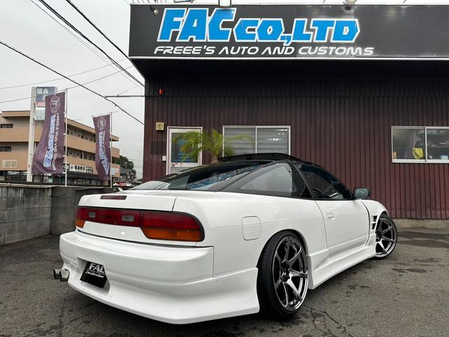 １８０ＳＸ タイプＲ　機械式ＬＳＤ　サンルーフ　フルエアロ　ＣＳＴ１８インチＡＷ　車高調　Ｓ１５メンバー　社外アーム　５穴化済み　ダッシュ貫通ロールバー　フルバケ（3枚目）