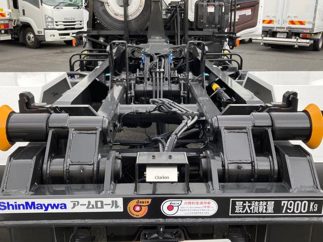 ヒノレンジャー 日野 増トン アームロール 最大積載7900kg 新明和製アームロール R6年10月製 ツインホイスト ハイルーフ アルミホイール 未稼働車(8枚目)