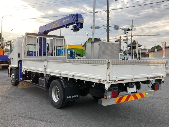 ヒノレンジャー 日野 中型 クレーン付平ボディー 最大積載2500kg タダノ4段(2.93t吊)ZX364HRSA R2年5月製 ラジコン フックイン 警報型 アウトリガー差違い セイコーラック2個 引き出しフック6個 標準ロングボディー(4枚目)