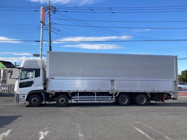 クオン ＵＤトラックス　大型アルミウイングＰＧ付　最大積載１２．９ｔ　日本フルハーフ製アルミウイング　Ｈ２９年１１月製　跳ね上げパワーゲート　Ｈ２９年１１月製　リアエアサス　ハイルーフ　セイコーラック４個　ラッシングレール２段　引き出しフック１８個　エスコット２パダル（7枚目）