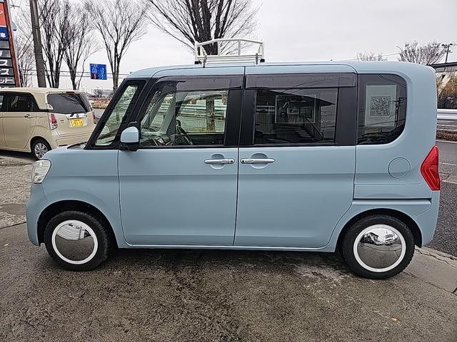 タント X キャンピング仕様 2人乗りバン登録車 世田谷ブルー刷毛塗り全塗装 ルーフキャリア 天井とリアフロア板張り(5枚目)