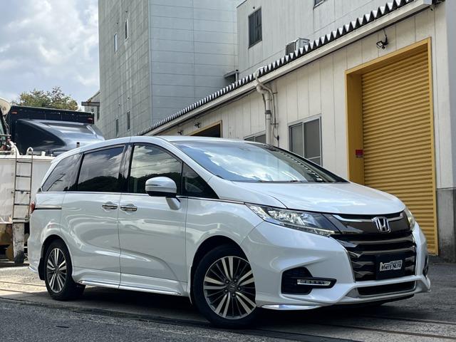 オデッセイハイブリッド ハイブリッドアブソルート・ホンダセンシング　中期モデル　ＨＶバッテリ－１年保証　両側電動スライド　ナビ　フルセグＴＶ　バックカメラ　Ｂｌｕｅｔｏｏｔｈ接続　純正ＡＷ　ＥＴＣ　スマートキー　電動シート　レーンキープアシスト　衝突被害軽減ブレーキ（3枚目）