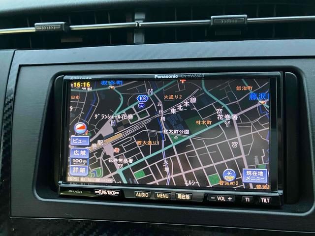 プリウス Ｓツーリングセレクション・Ｇ’ｓ　ＥＴＣ　バックカメラ　ナビ　ＴＶ　アルミホイール　オートライト　ＨＩＤ　ＣＶＴ　スマートキー　電動格納ミラー　盗難防止システム　パワーシート　ＣＤ　衝突安全ボディ　ＡＢＳ　エアコン　パワーステアリング（4枚目）