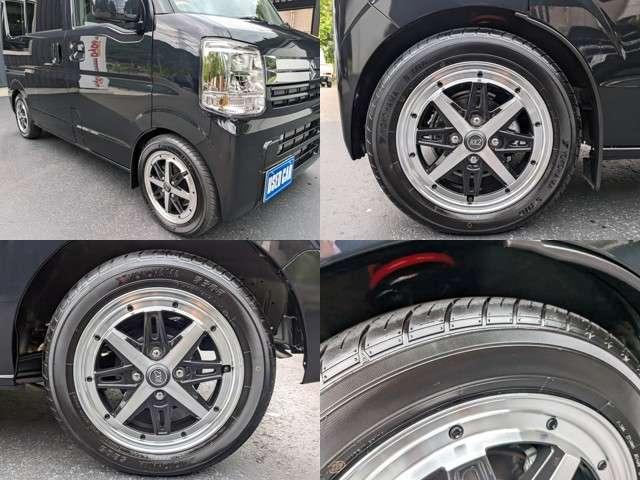 エブリイ ジョインターボ　ハイルーフ　４ＷＤ　ライトカスタム／当店デモカー社外品数点付／ローダウン／黒革調シート／１４ＲＸ－２アルミ／ワイドナビ地デジ／ＬＥＤ／ＹＯＫＯＨＡＭＡラジアルＳ３０６タイヤ／オプション４０万付き／リヤスポイラー／ダッシュ（7枚目）