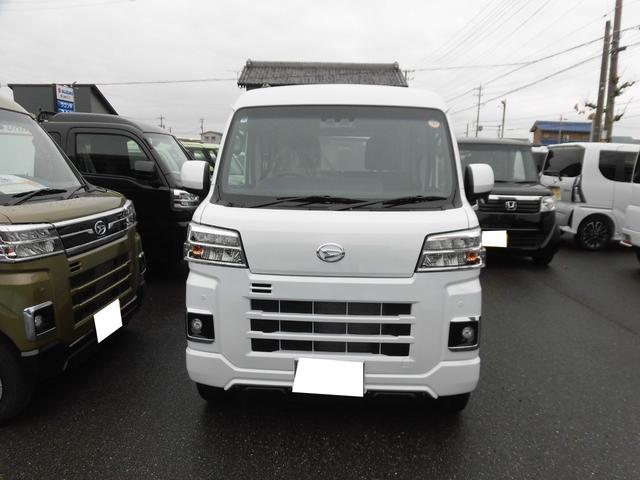 ハイゼットカーゴ クルーズ　６．８インチスマホ連動ディスプレーオーディオ　前後ドラレコ　寒冷地仕様　４ＷＤ　スマートキー　Ａストップ　届出済未使用車（2枚目）